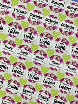 Floral flower Theme 4.1 Gift Stickers in Afrikaans
