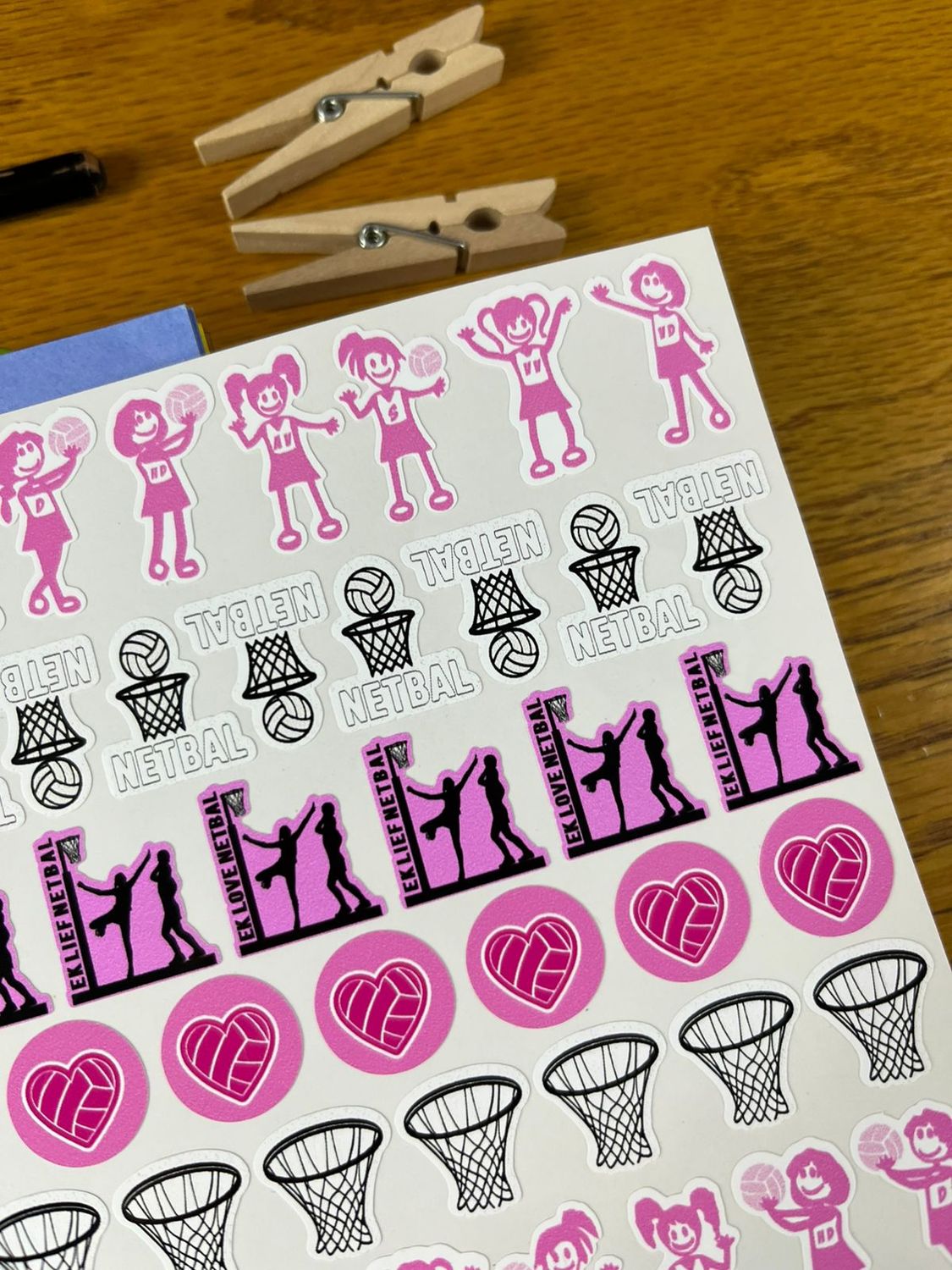 Netball Netbal Theme 3 Stickers in Afrikaans