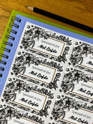 Floral themed gift stickers sample sale 19 in Afrikaans