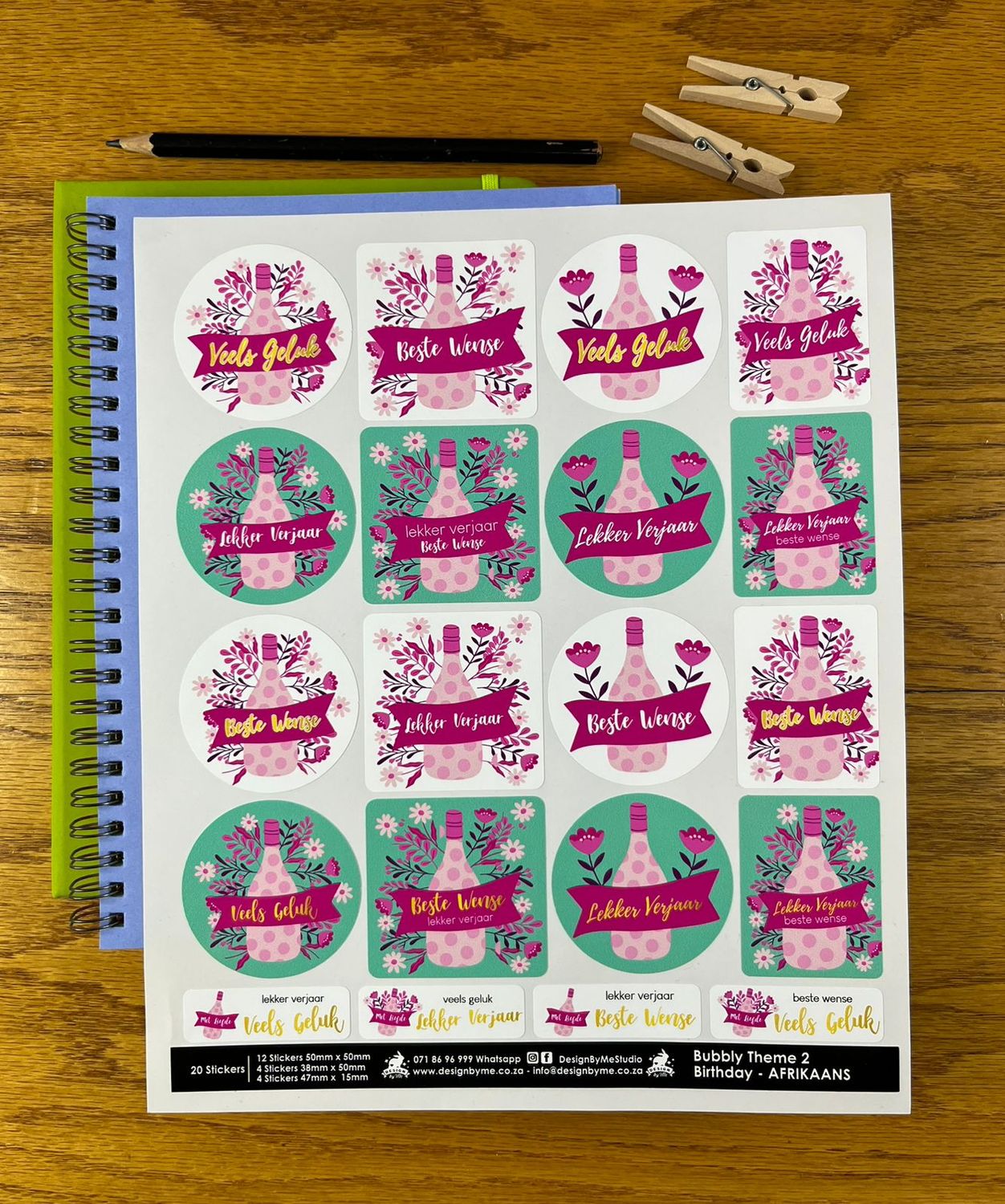 Bubbly themed birthday stickers sample sale 50
