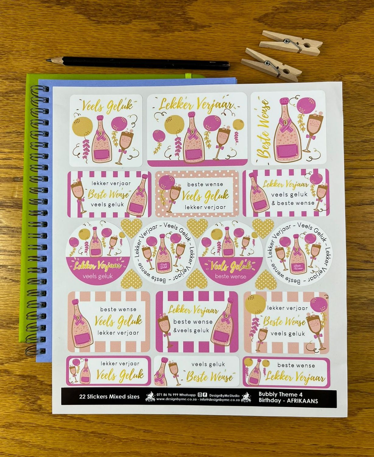 Bubbly themed birthday stickers sample sale 61