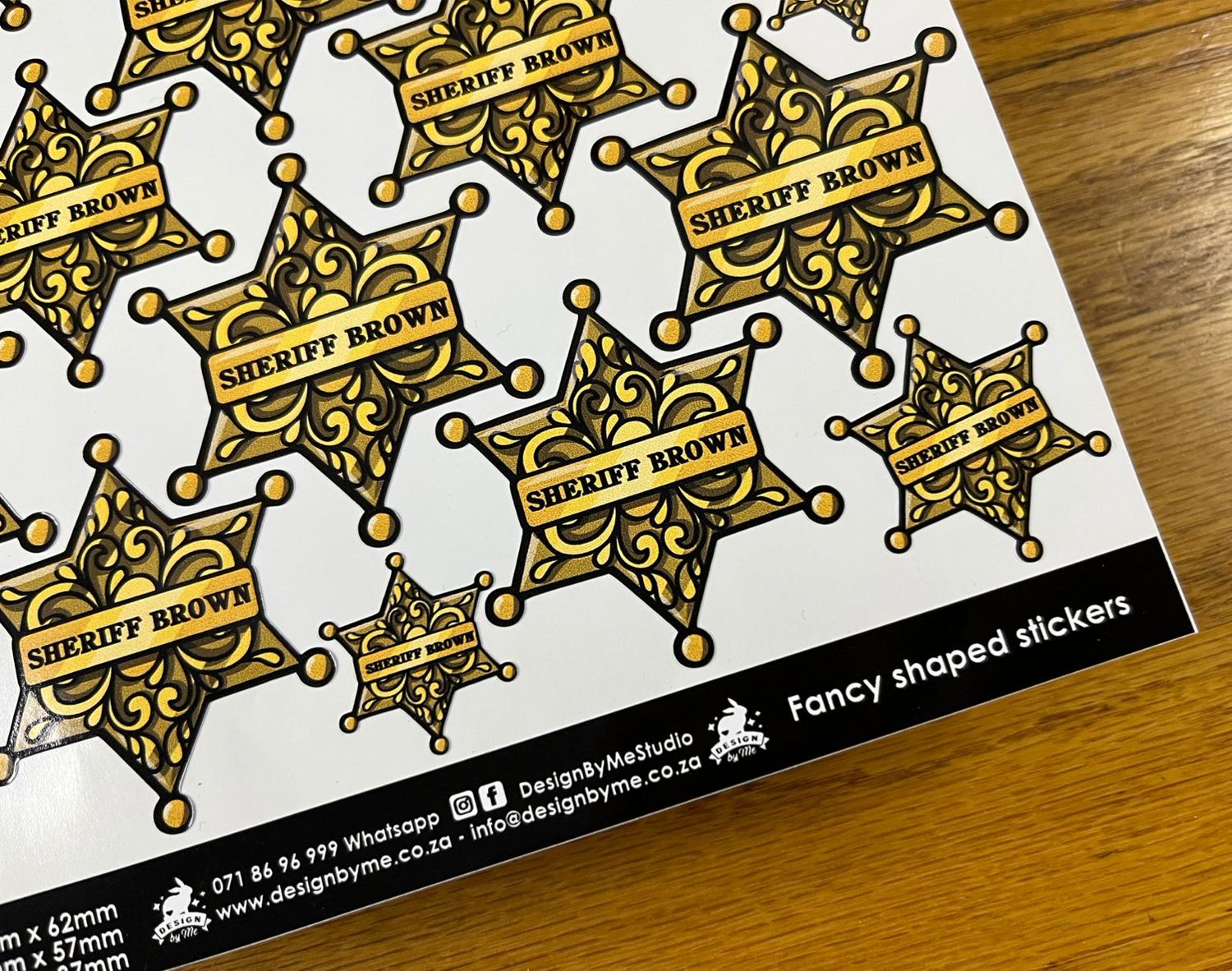 Cowboy Sheriff badge stickers sample sale 26 English
