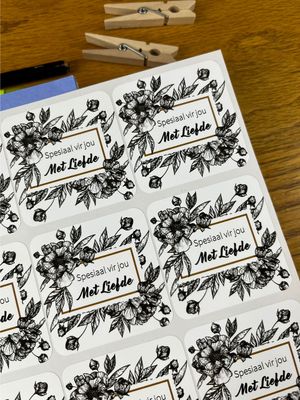 Floral flower Theme 6 Gift Stickers in Afrikaans