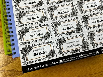 Floral flower Theme 8 Gift Stickers in Afrikaans