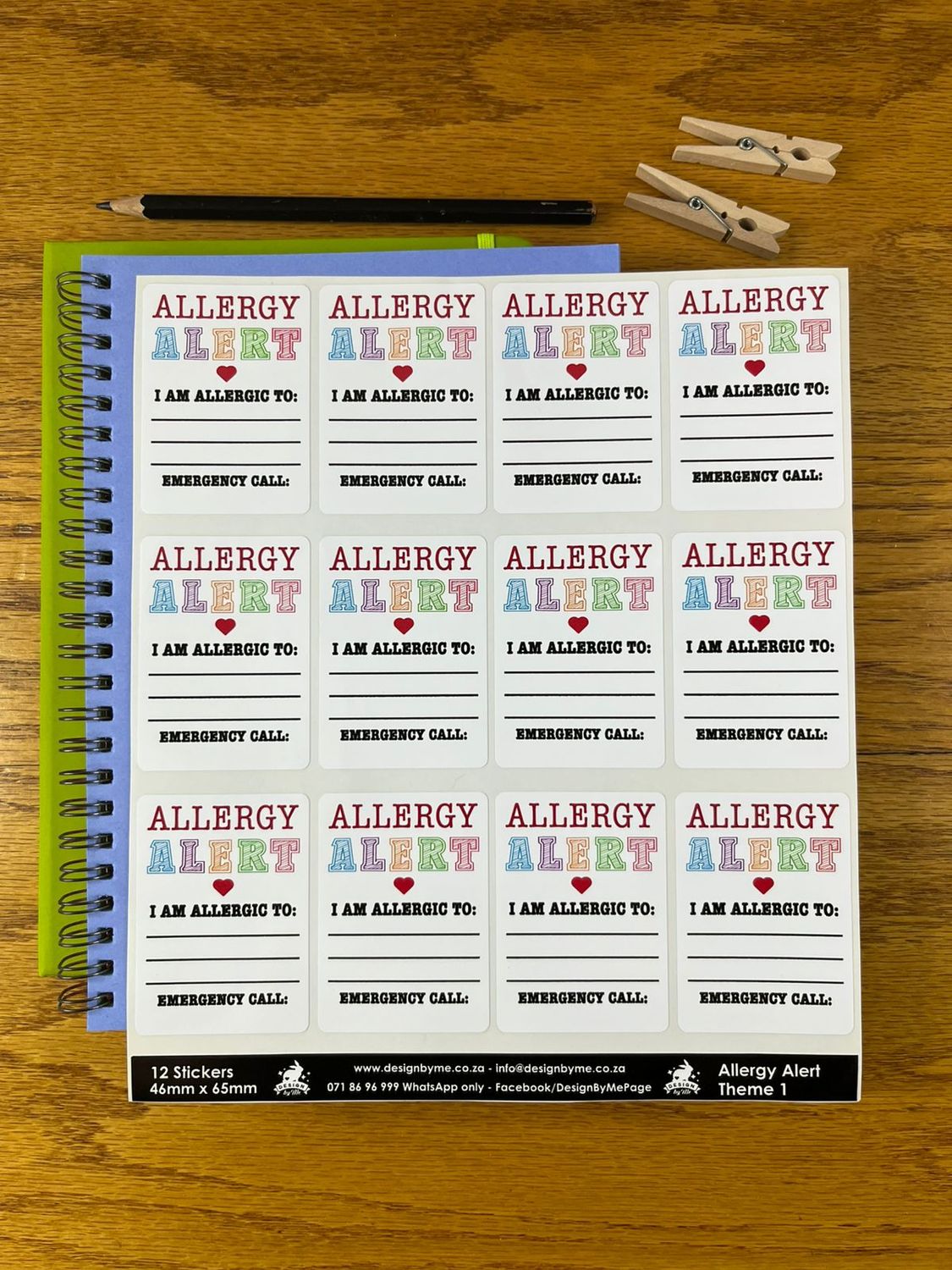 Allergy Alert label Stickers Theme 1