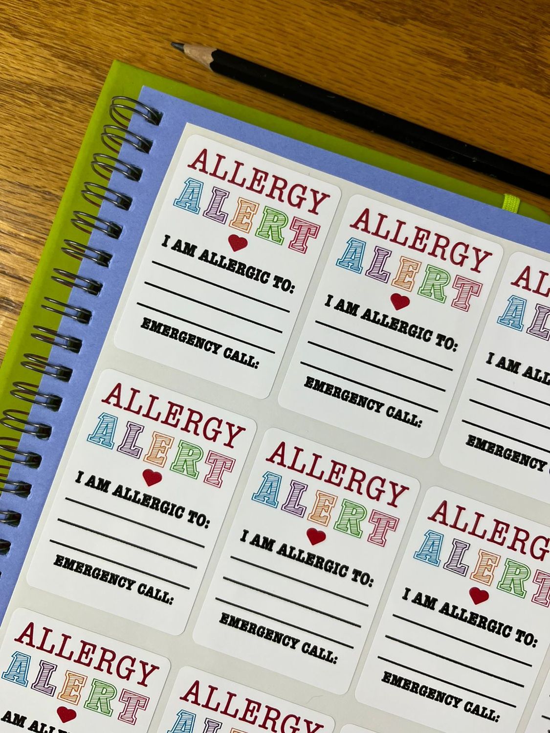 Allergy Alert label Stickers Theme 1