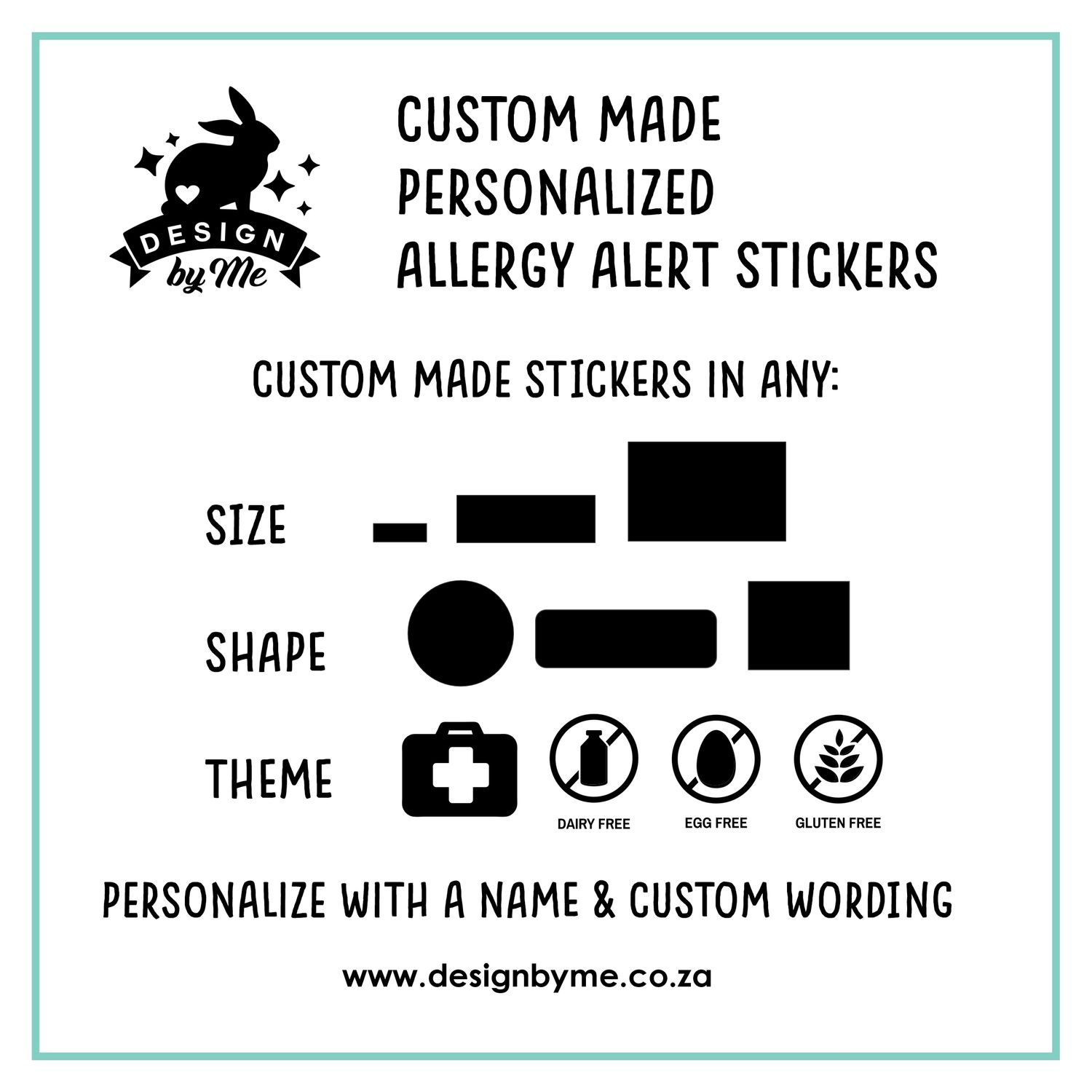 CUSTOM MADE Allergy Alert label Stickers