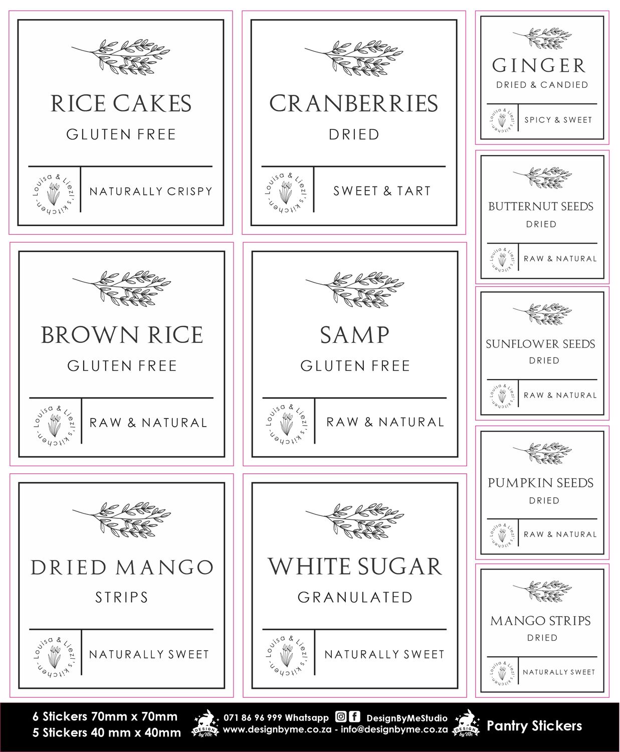 70mm x 70mm and 42mm x 42mm size Pantry Stickers