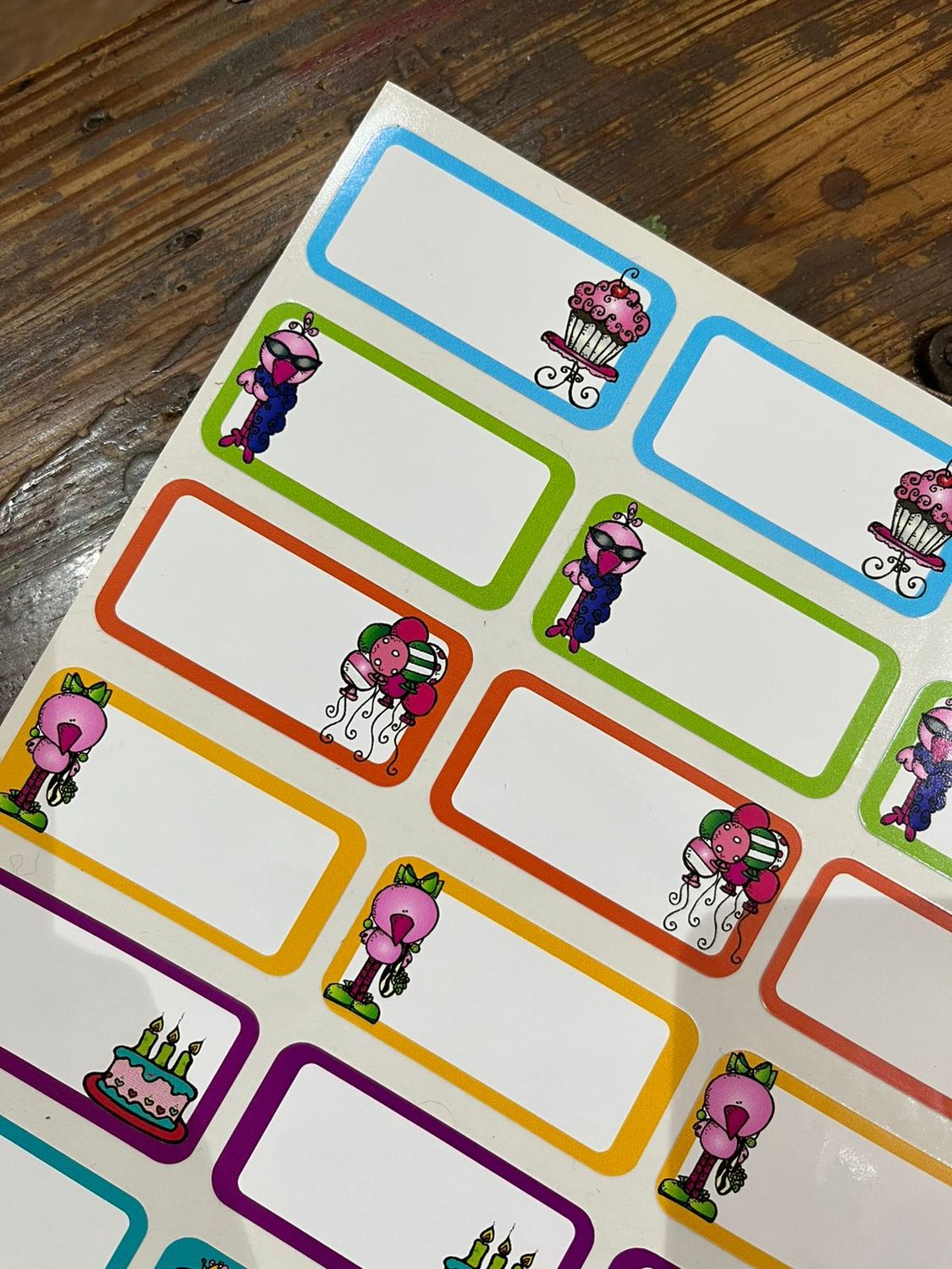 Label stickers size 60mm x 30mm for books and gifts Sample Sale 147 - Birthday Elements