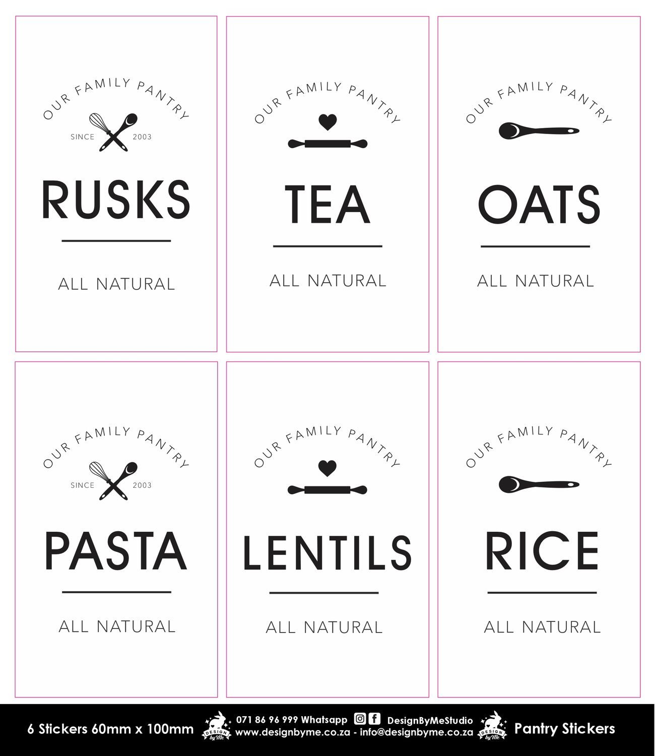 60mm x 100mm size Pantry Stickers