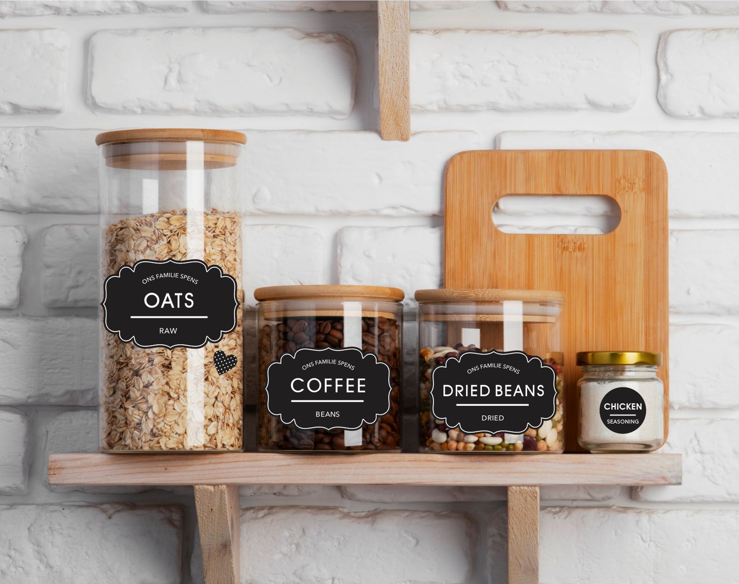 80mm x 53mm and 30mm x 30mm size Pantry Stickers