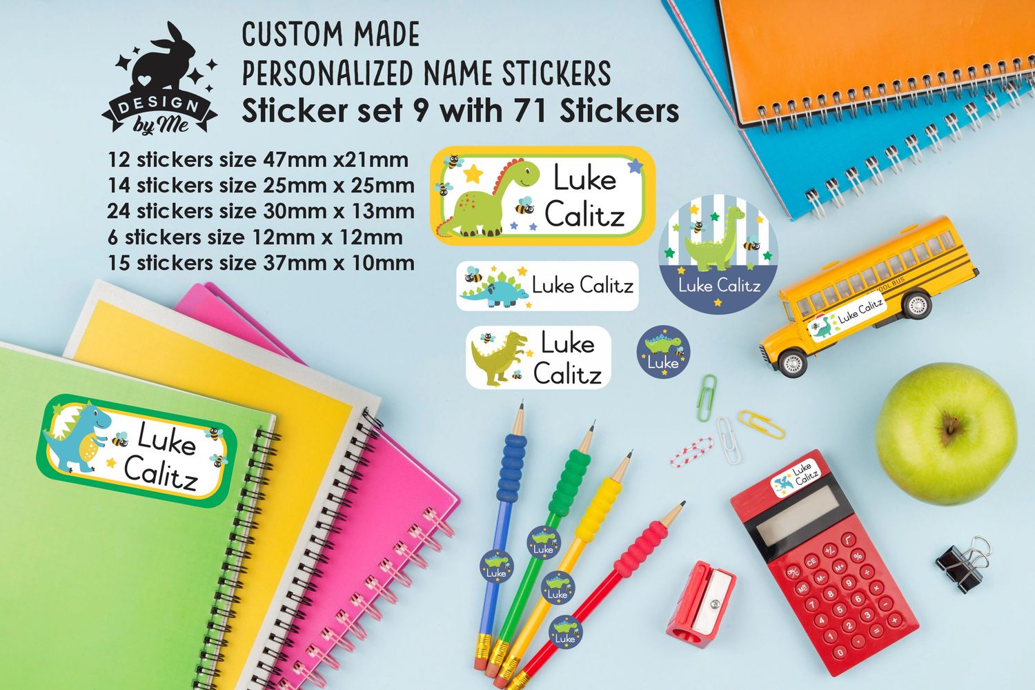 ANY theme - Sticker set 9 Personalised name Stickers