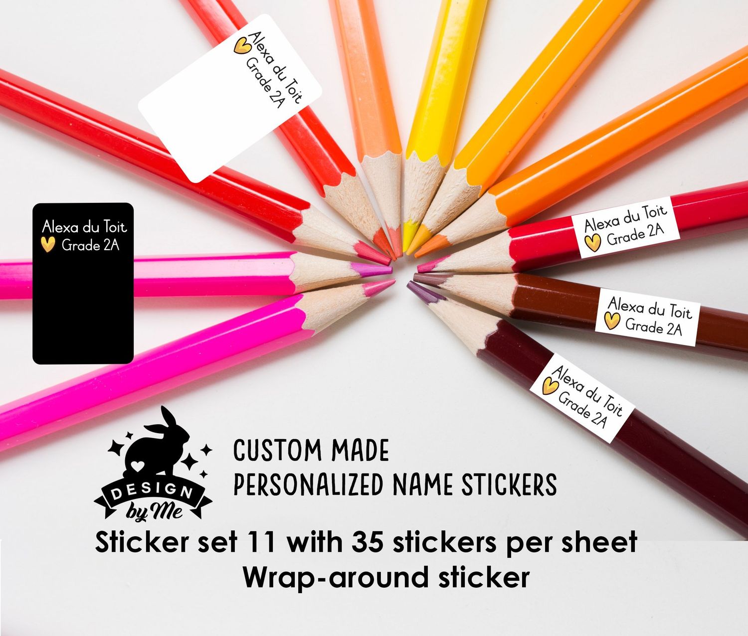 ANY theme - Sticker set 11 Wrap Around Personalised name Stickers