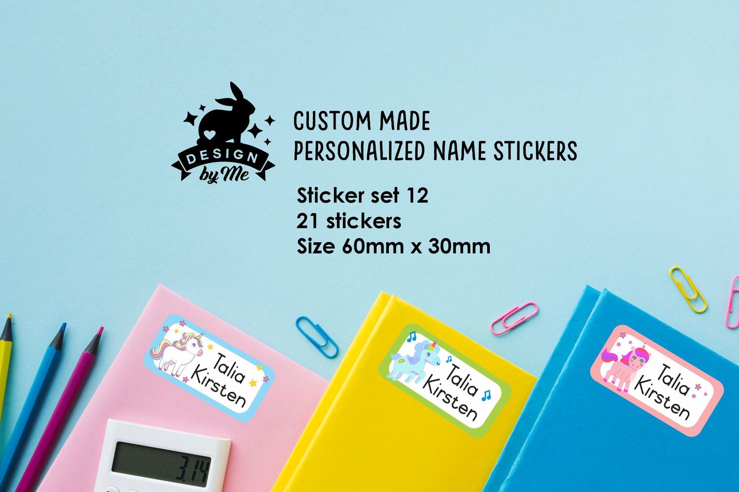 ANY theme - Sticker set 12 Personalised name Stickers