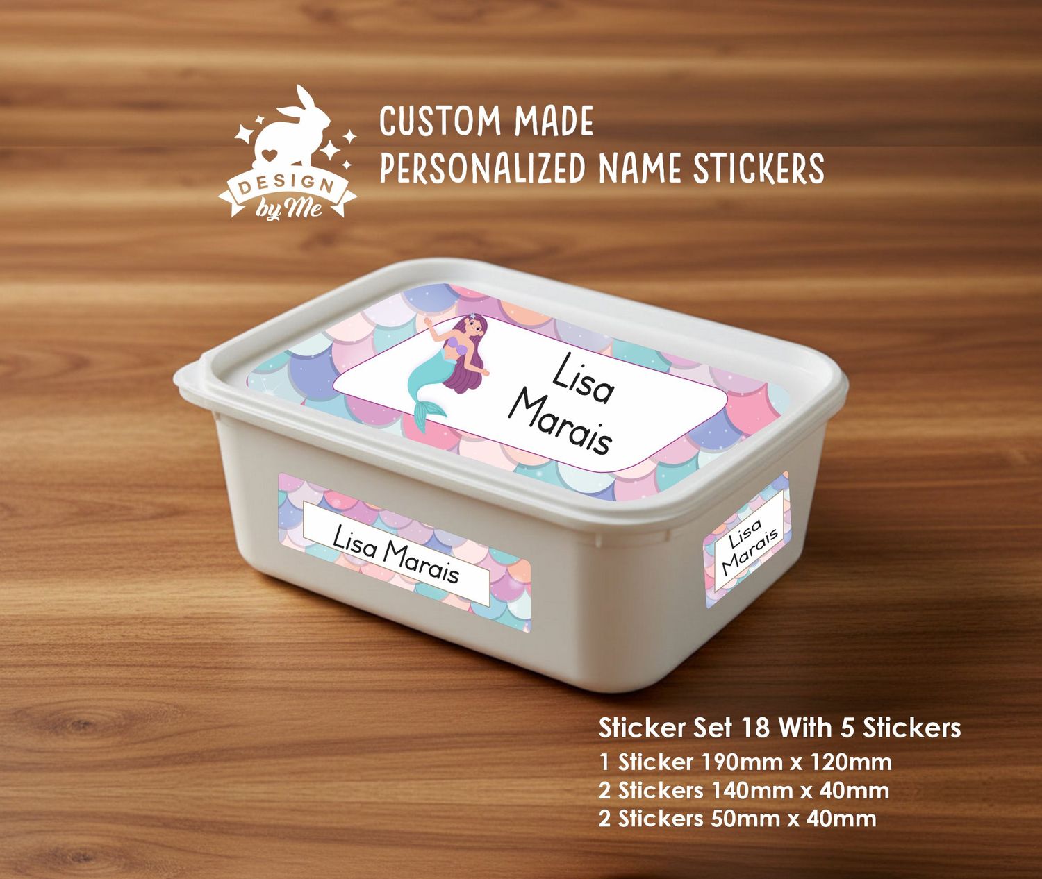 ANY theme - Sticker set 18 Ice Cream Container Personalised name Stickers