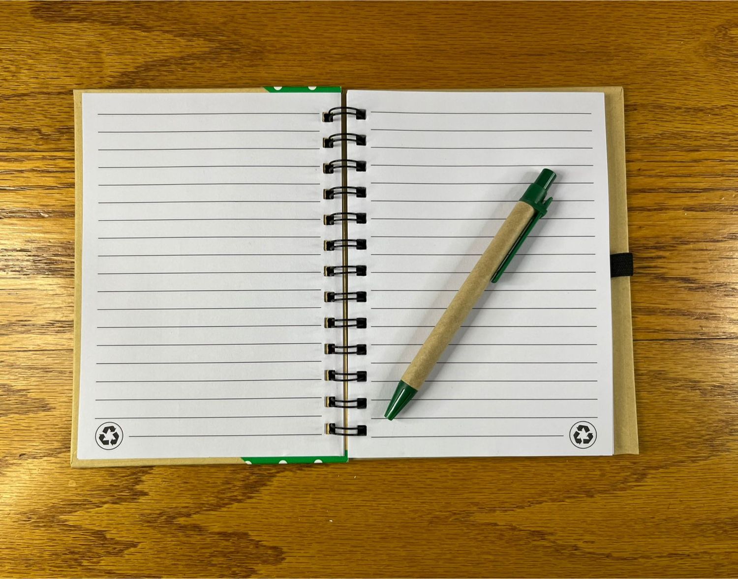 Green Ringbind Polkadot Notebook Journal with Pen