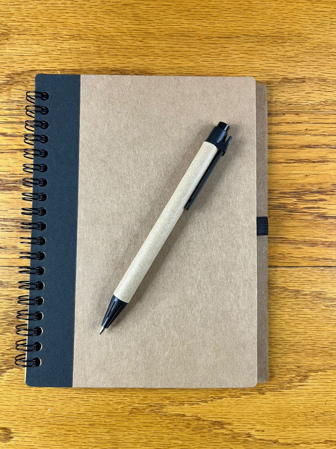 Brown Cardstock and Black Strip Ringbind Notebook Journal with Pen