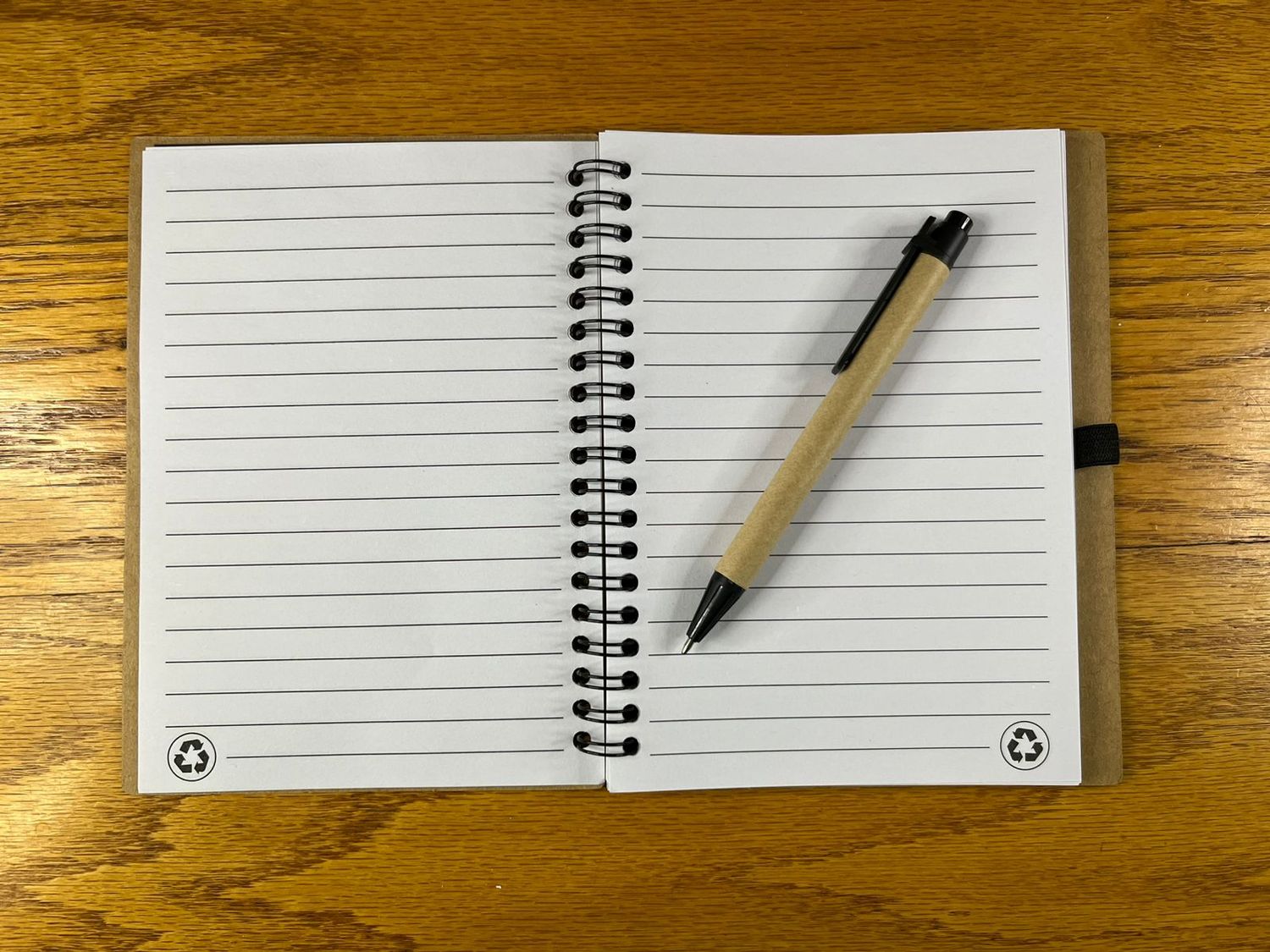 Brown Cardstock and Black Strip Ringbind Notebook Journal with Pen