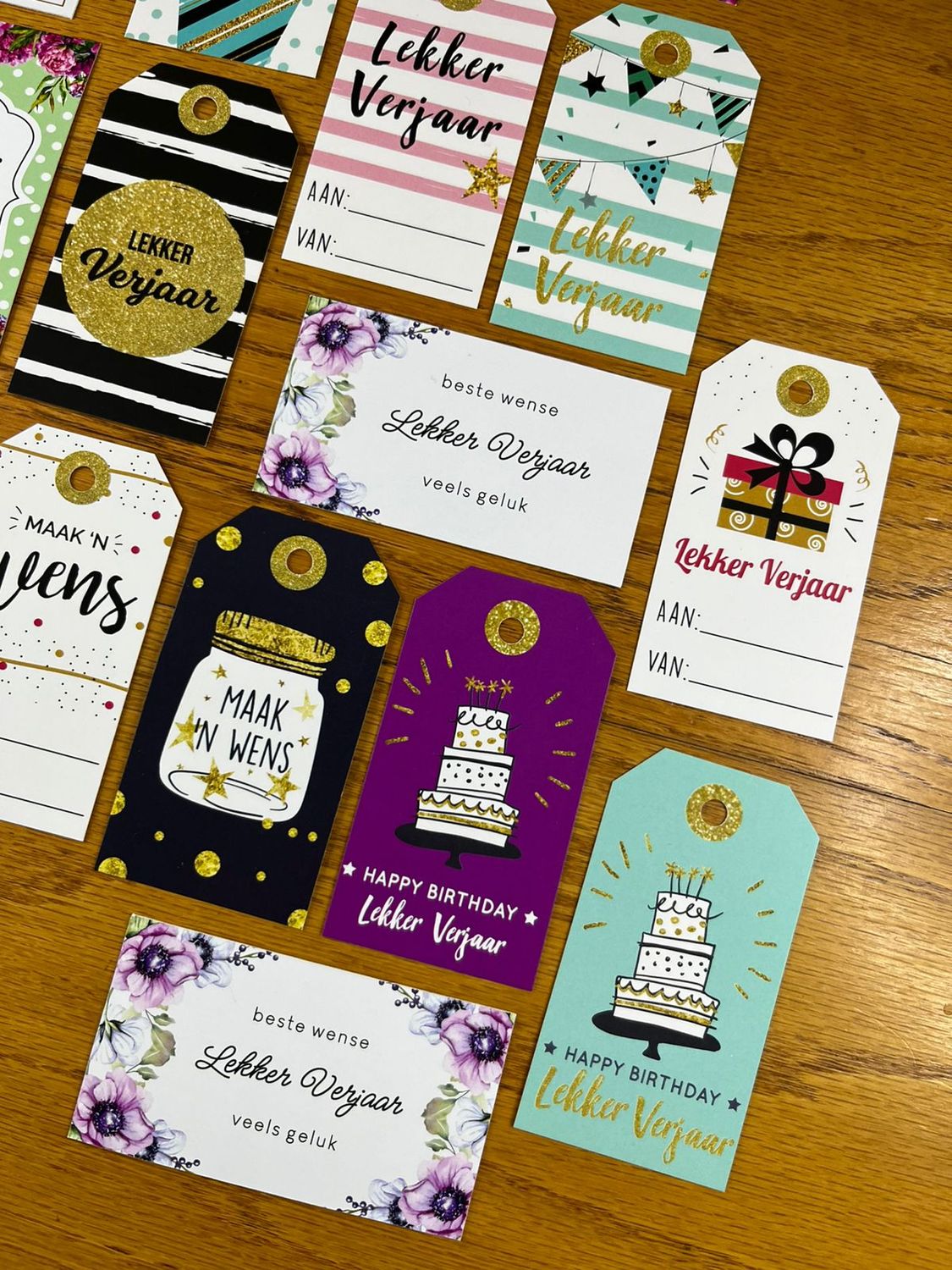 Mixed Theme 2 Birthday Gift tags in Afrikaans Mixed Theme 2 Birthday Gift tags in Afrikaans