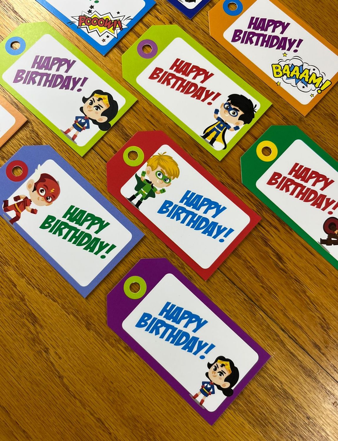 SuperHeroes Theme 1 Birthday Gift tags in English