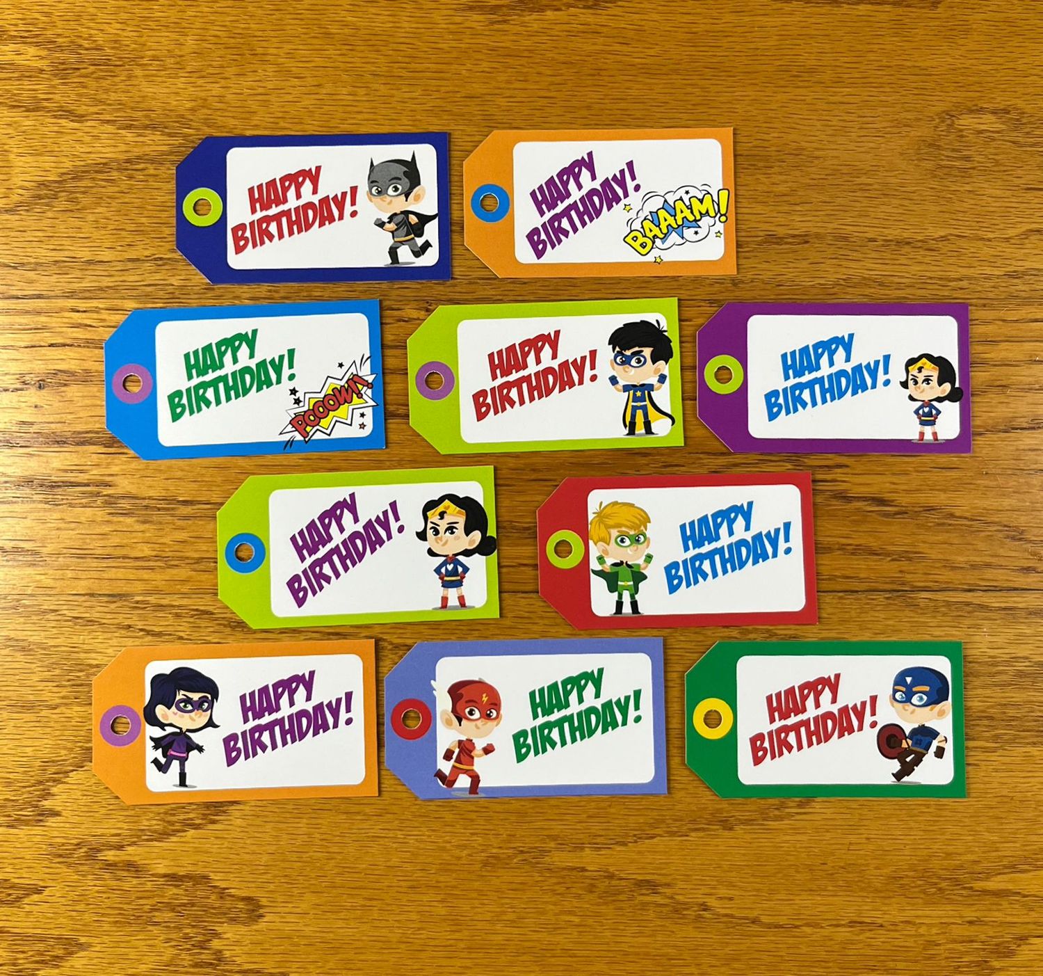 SuperHeroes Theme 1 Birthday Gift tags in English