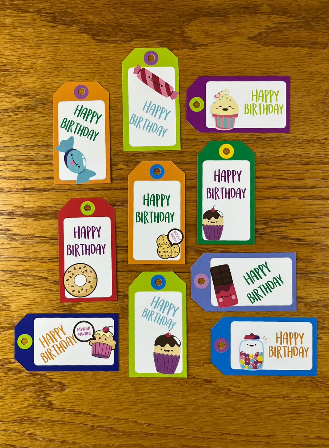 Sweet Treats Theme 1 Birthday Gift tags in English