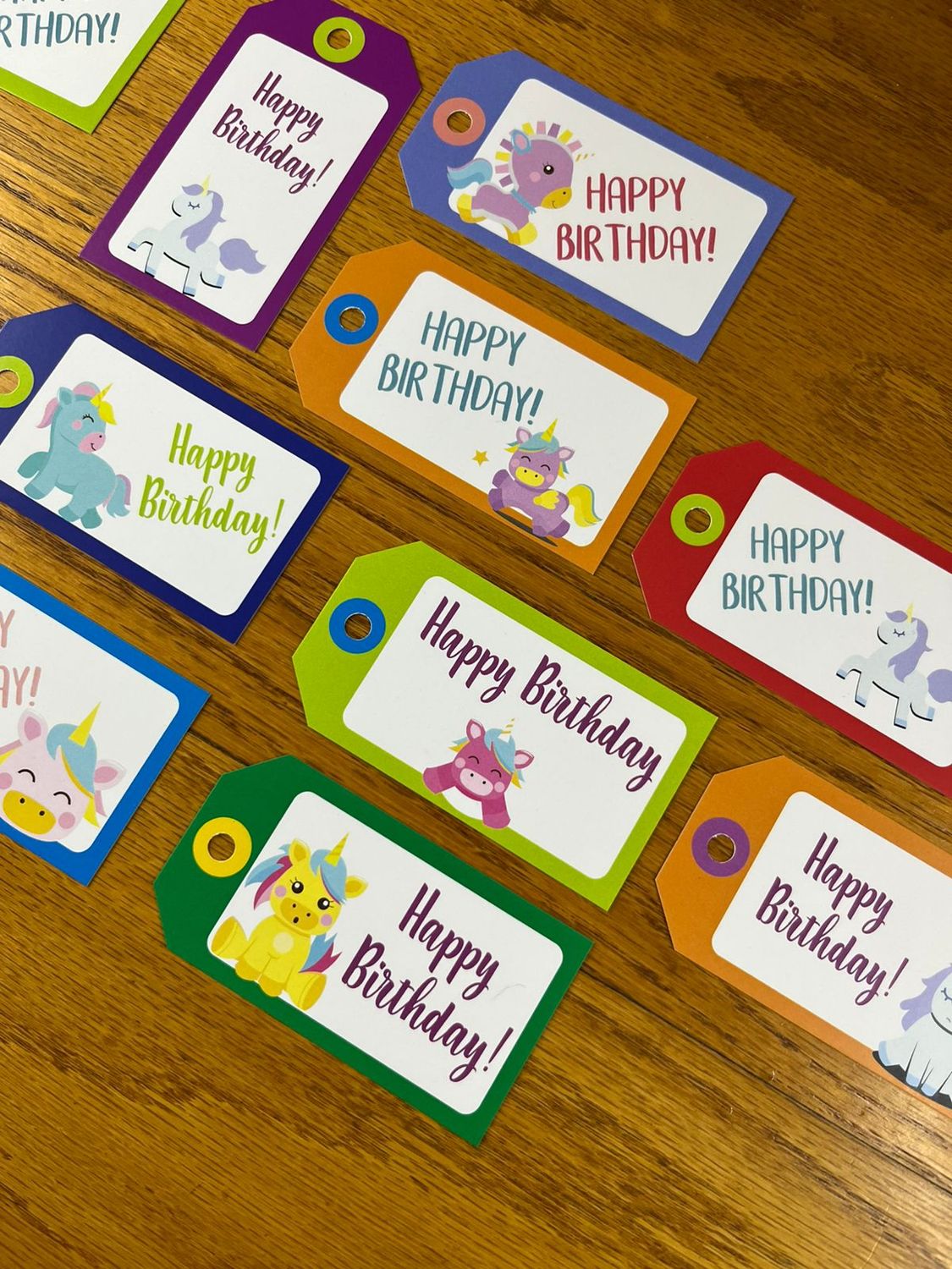 Unicorn Theme 1 Birthday Gift tags in English