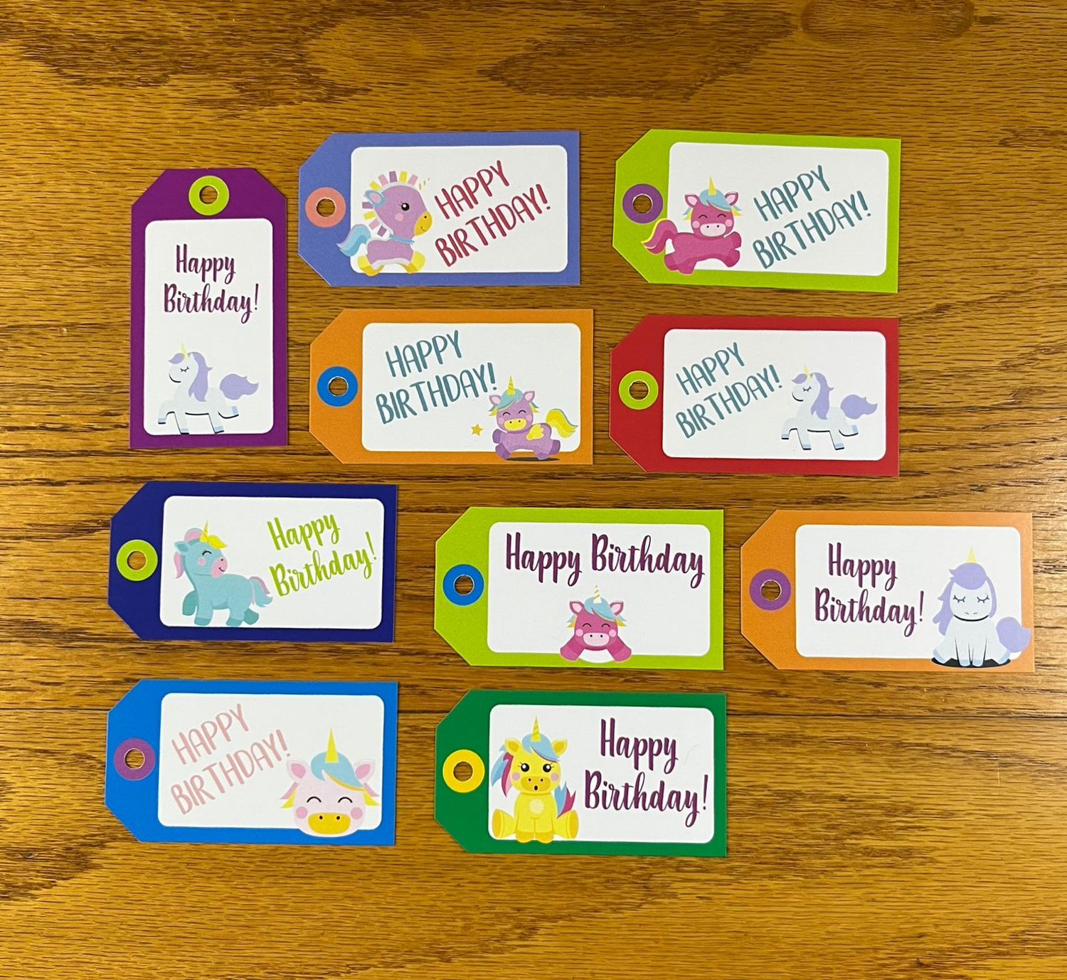 Unicorn Theme 1 Birthday Gift tags in English