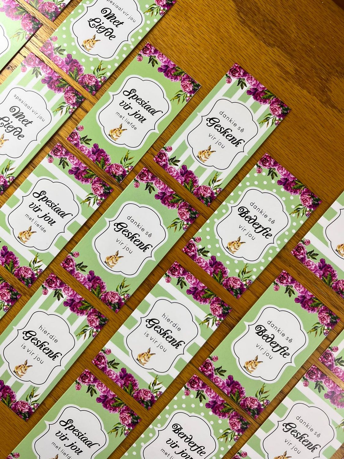 Floral Bunny Theme 1 Gift Note Cards | Gift Tags in Afrikaans Floral Bunny Theme 1 Gift Note Cards | Gift Tags in Afrikaans