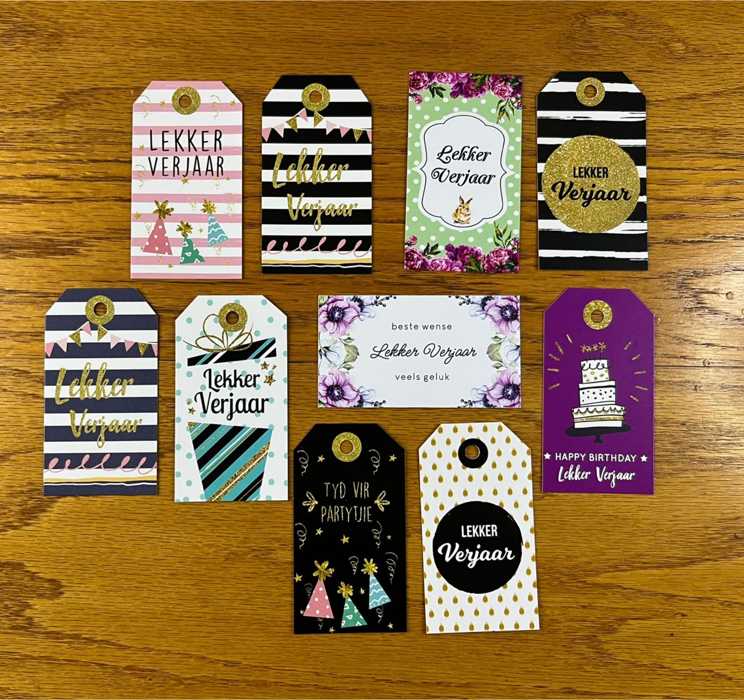 Mixed Theme 1 Birthday Gift tags in Afrikaans Mixed Theme 1 Birthday Gift tags in Afrikaans