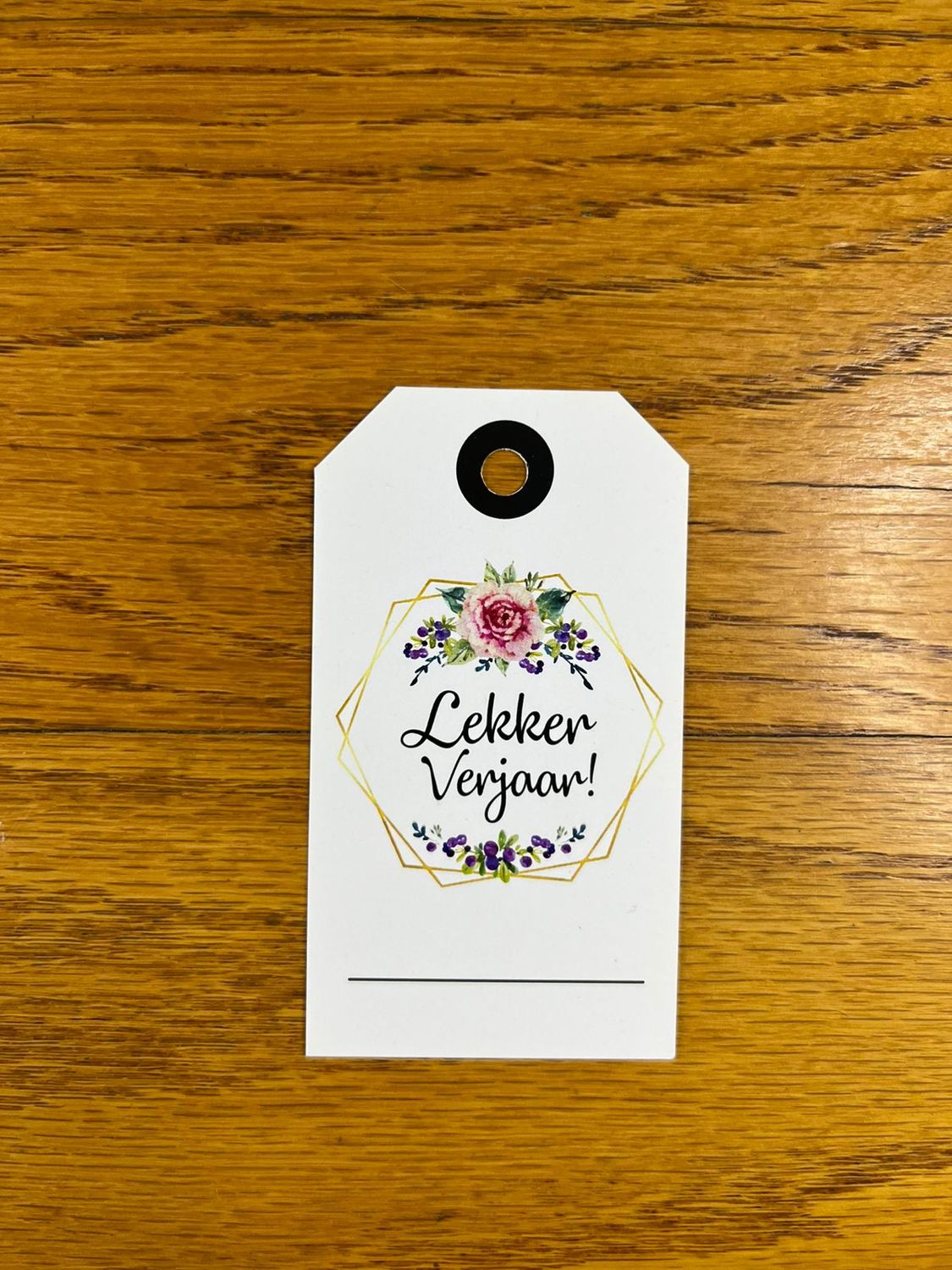 Pink Floral Theme 2 Birthday Gift tag in Afrikaans