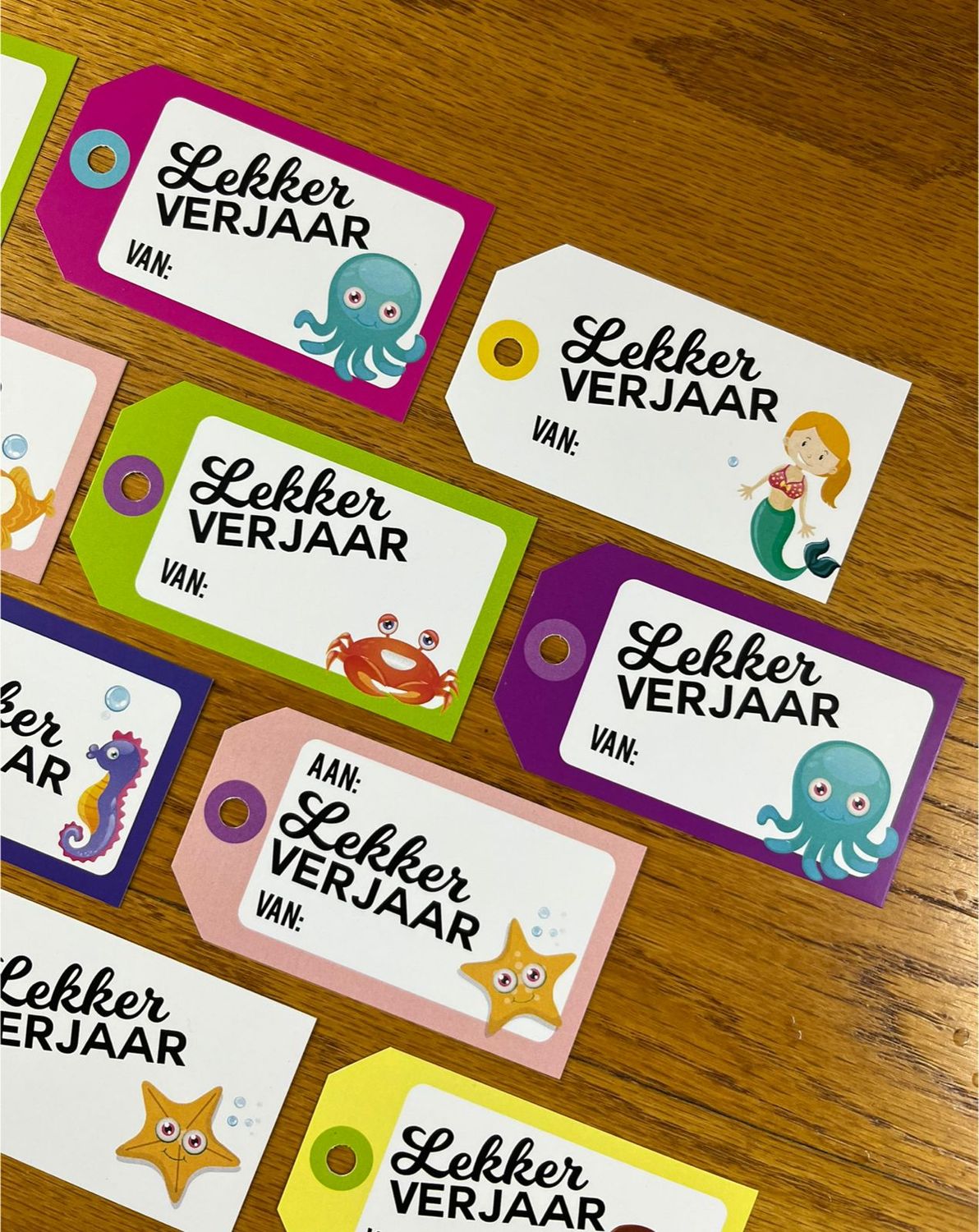 Under the Sea Theme 1 Birthday Gift tags in Afrikaans Under the Sea Theme 1 Birthday Gift tags in Afrikaans