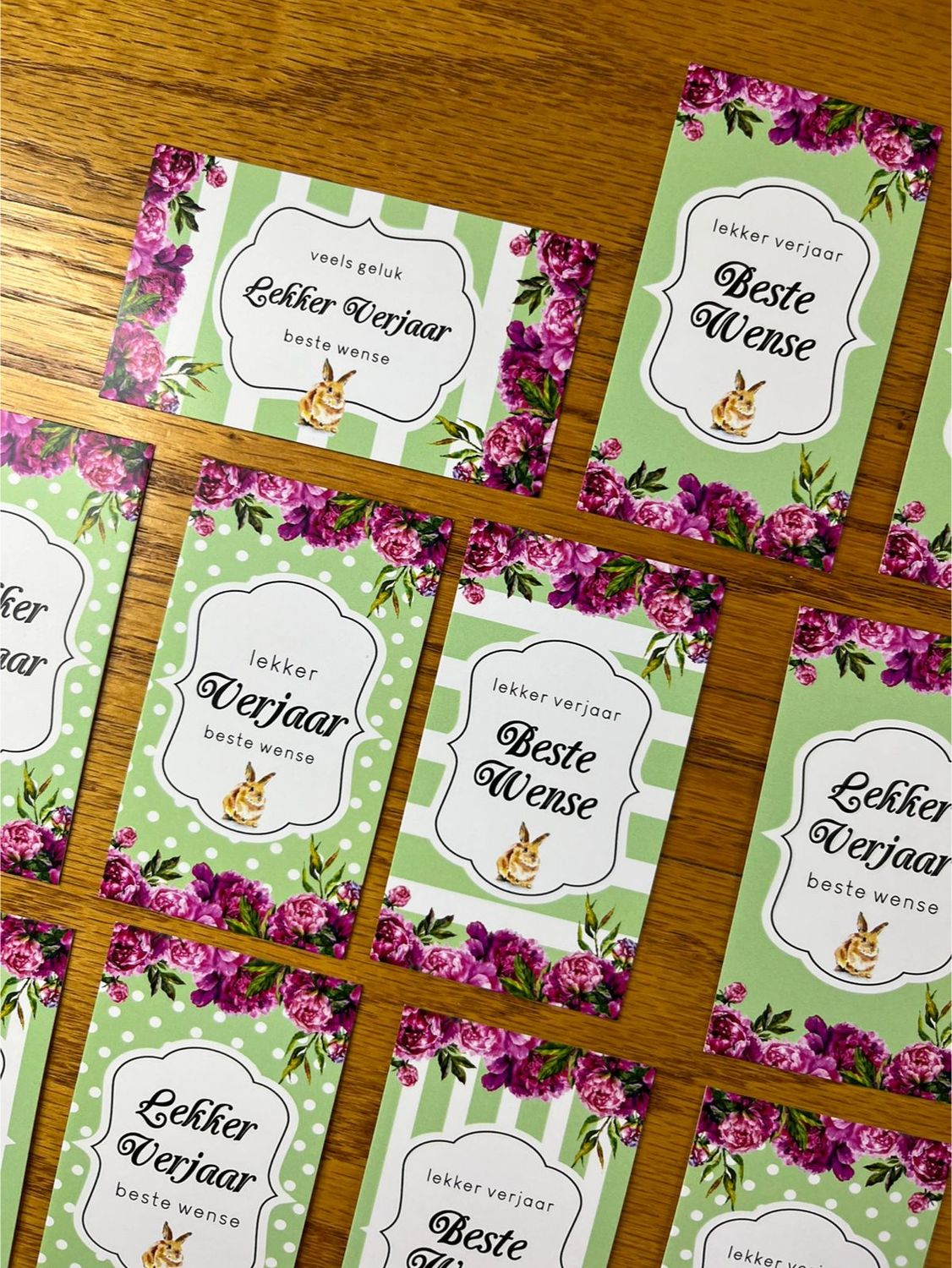 Floral Bunny Theme 1 Birthday Gift Note Cards | Gift Tags in Afrikaans
