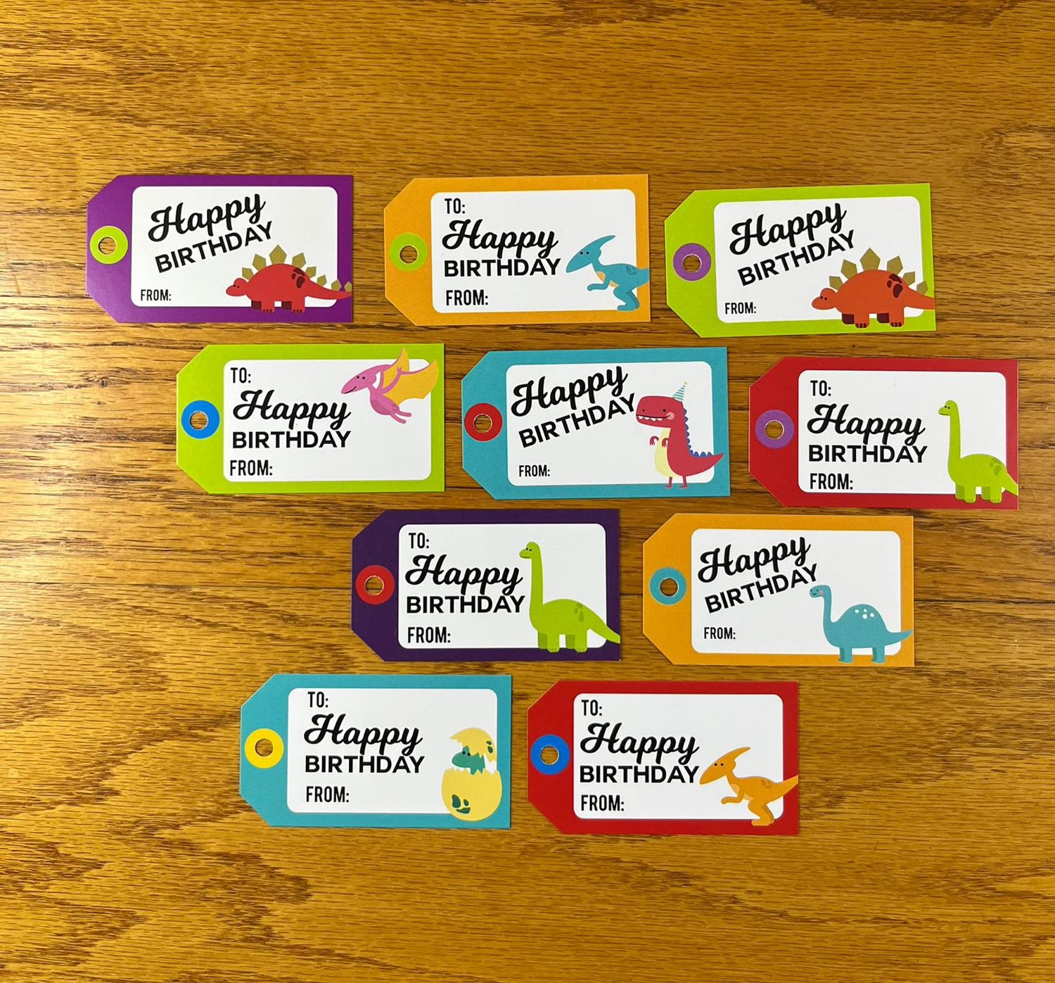 Dinosaurs Theme 1 Birthday Gift tags in English