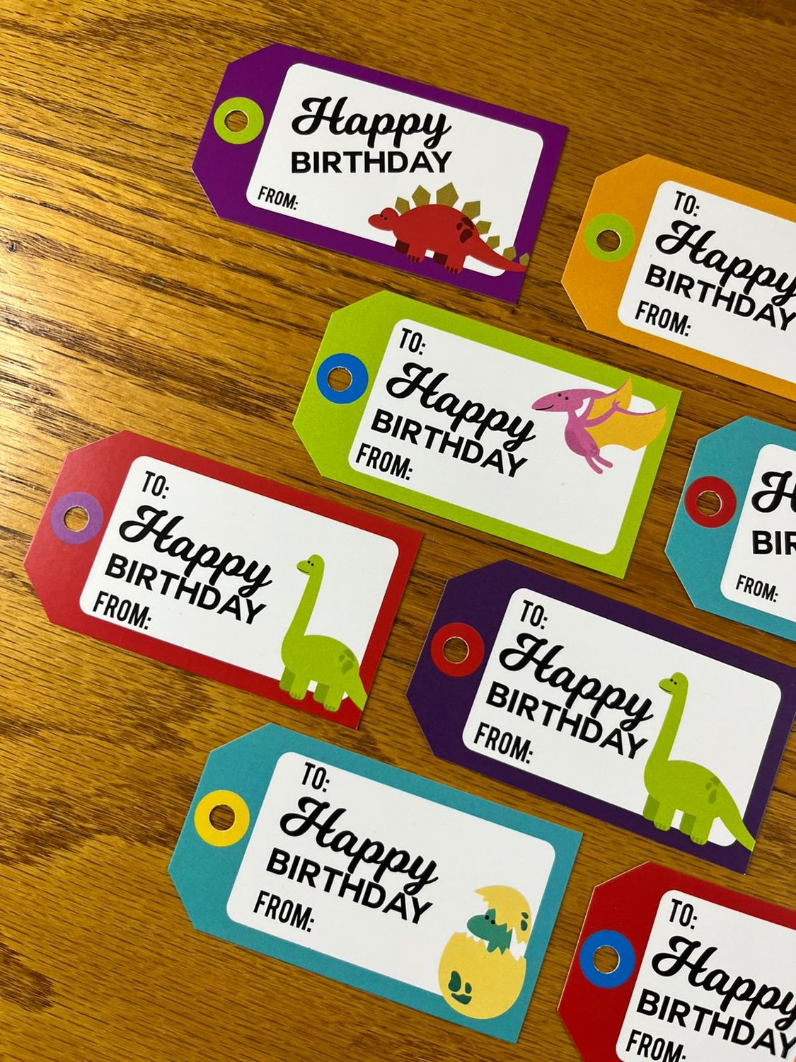 Dinosaurs Theme 1 Birthday Gift tags in English