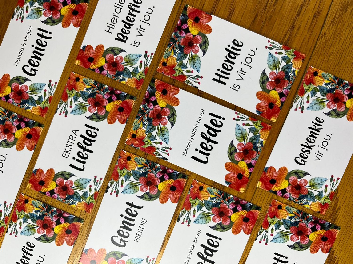 Floral Theme 2 Gift Note Cards | Gift Tags in Afrikaans