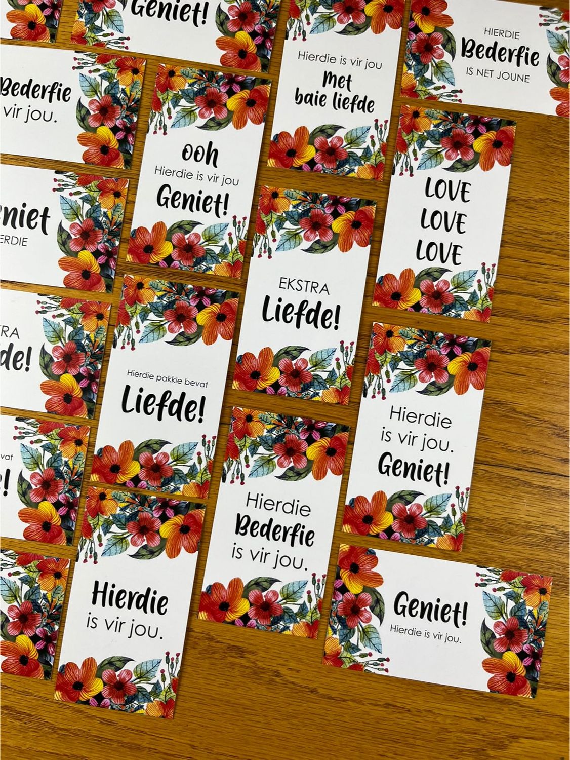 Floral Theme 2 Gift Note Cards | Gift Tags in Afrikaans