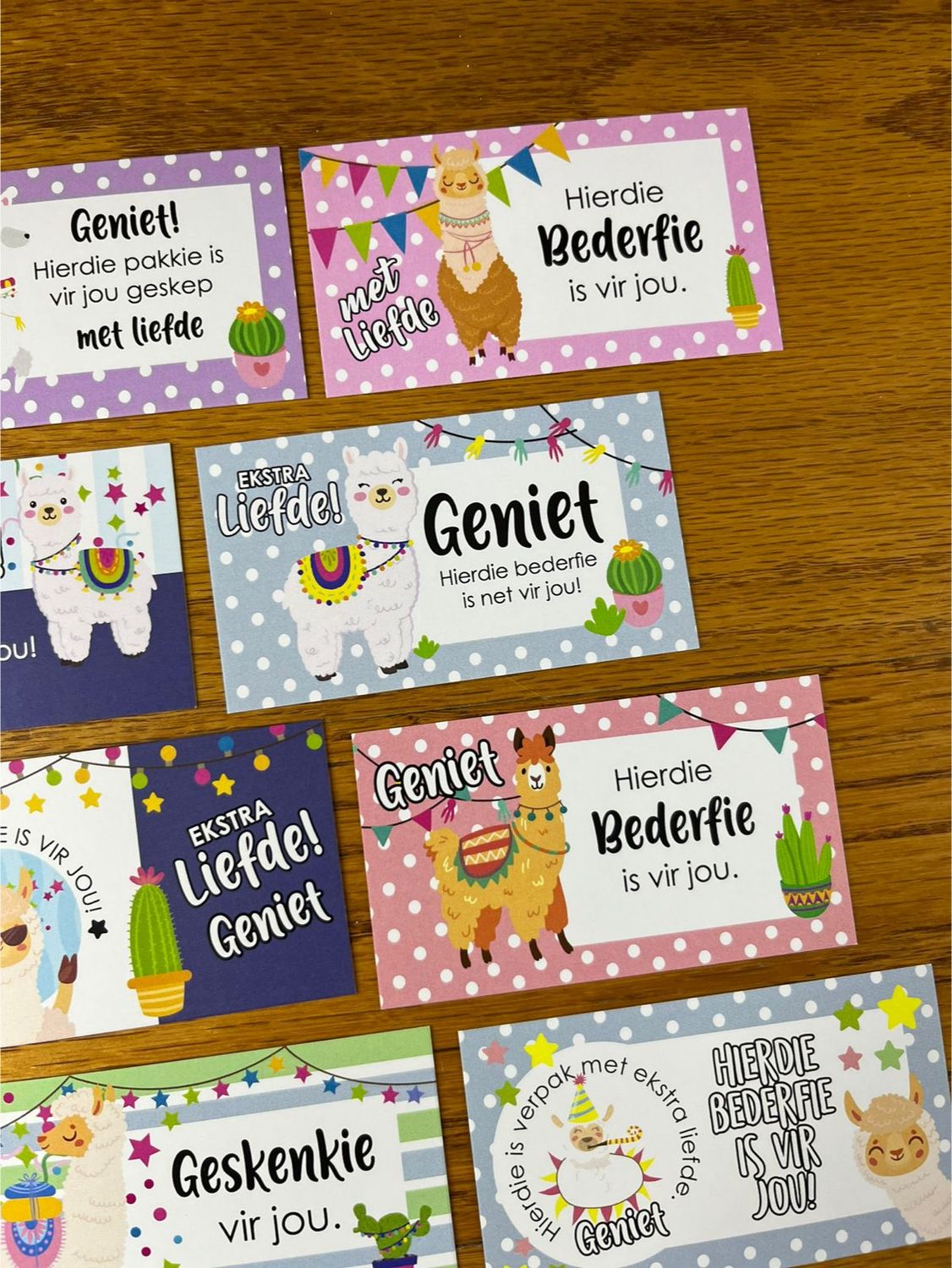 Llama Theme 1 Gift Note Cards | Gift Tags in Afrikaans Llama Theme 1 Gift Note Cards | Gift Tags in Afrikaans