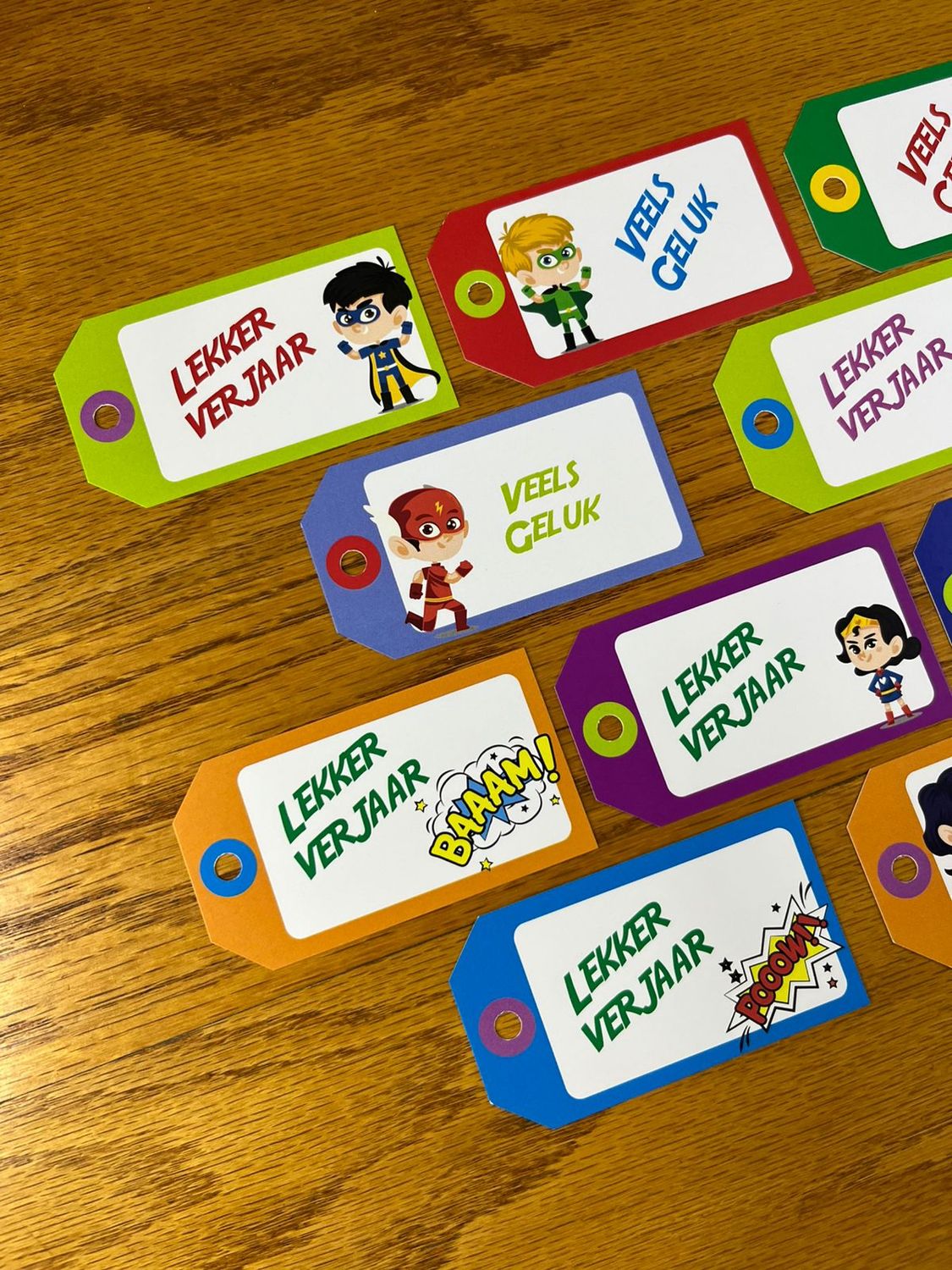 Superhero Theme 1 Birthday Gift tags in Afrikaans Superhero Theme 1 Birthday Gift tags in Afrikaans
