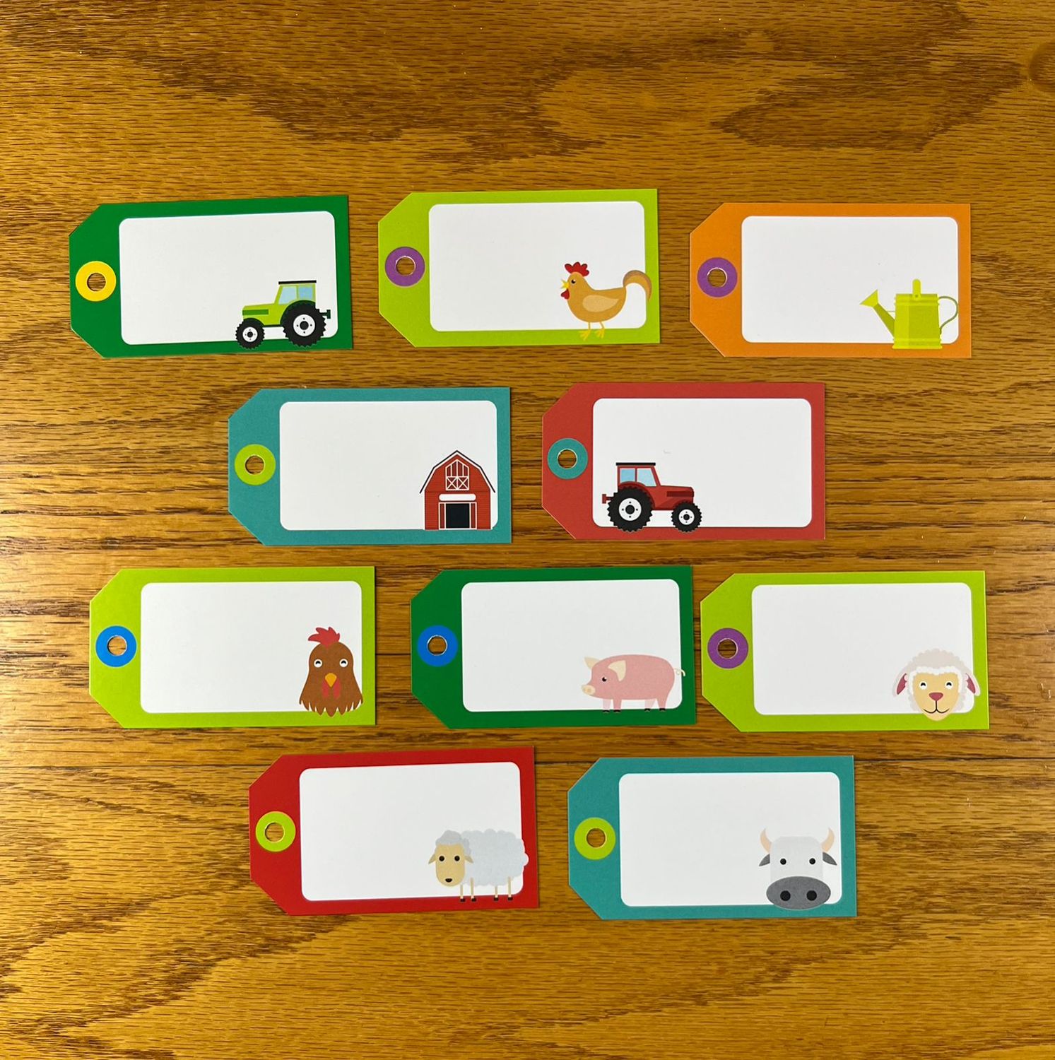 Farm Theme 1 Gift Tags with no words | Note Cards with no words