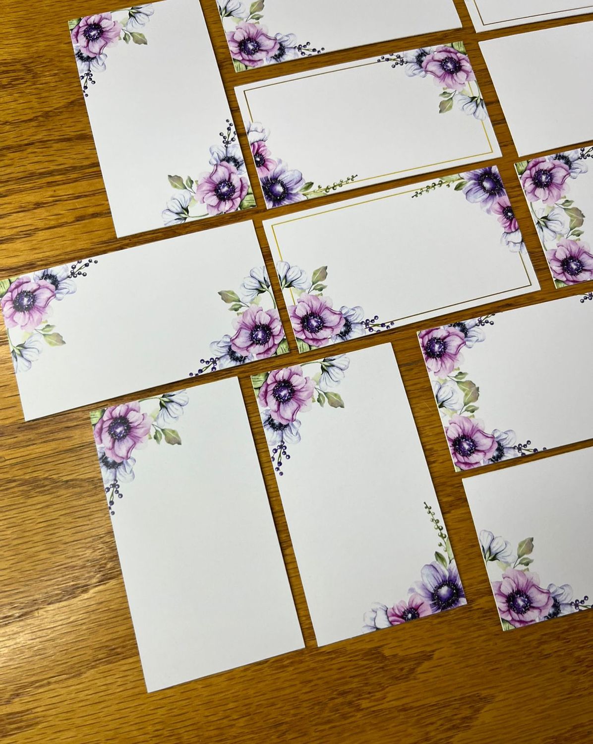 Purple Floral Theme 1 Note Cards with no words | Gift Tags with no words