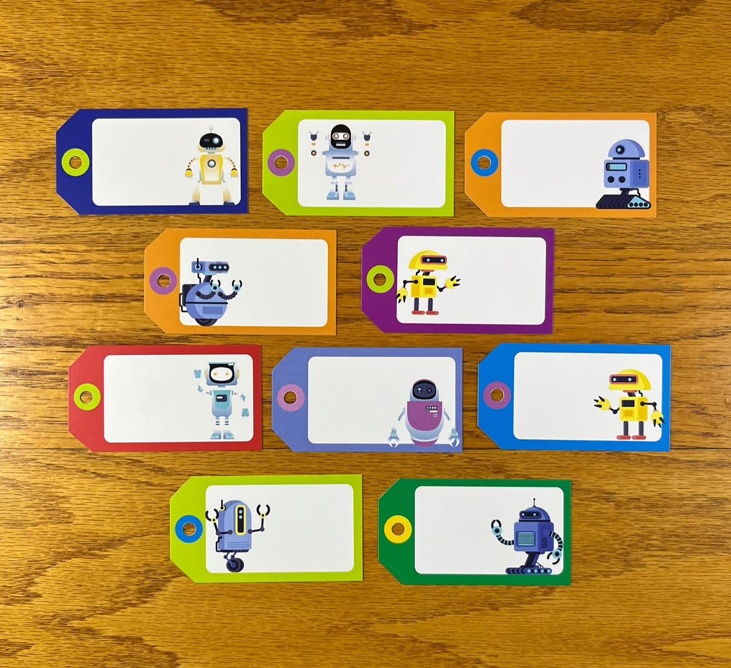 Robot Theme 1 Gift Tags with no words | Note Cards with no words