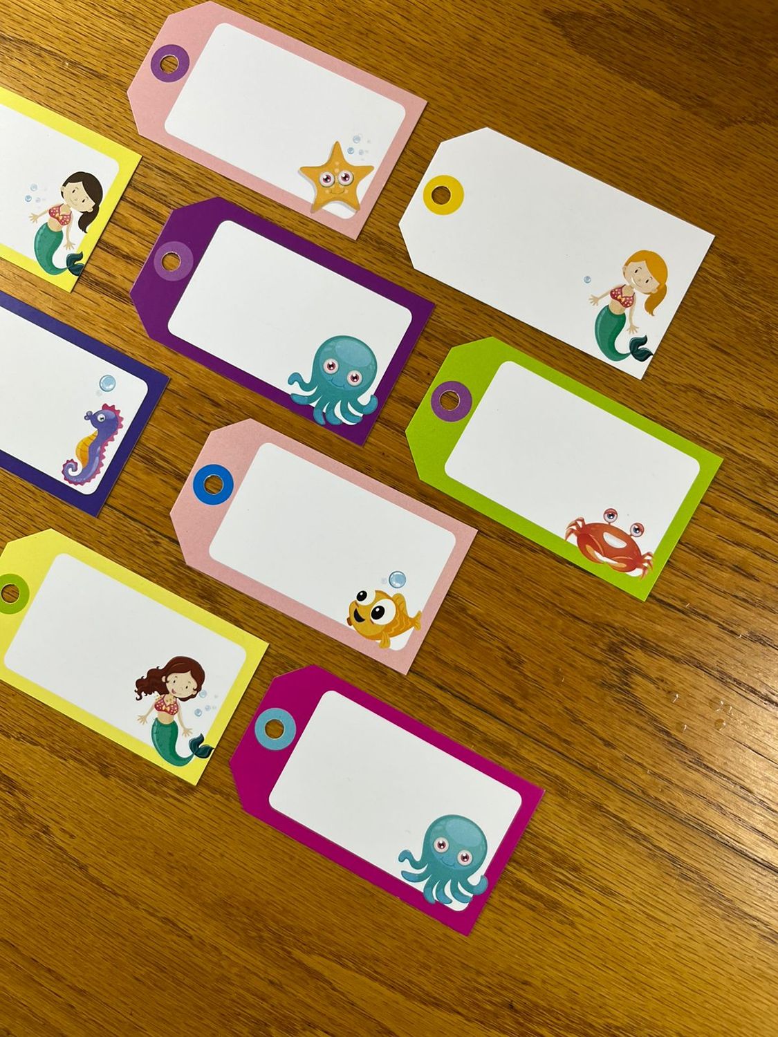 Under the Sea Theme 1 with mermaids Gift Tags with no words | Note Cards with no words