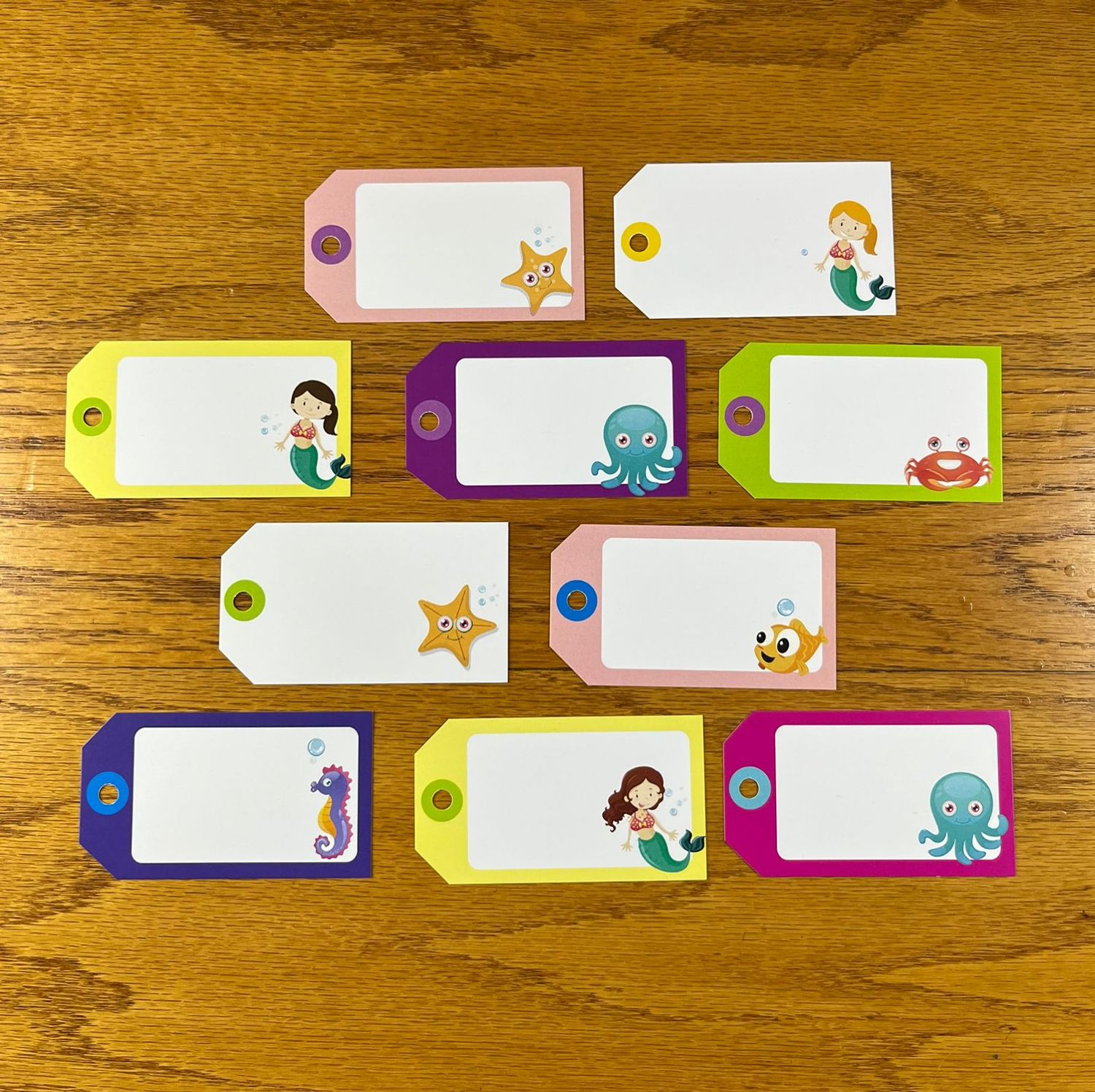 Under the Sea Theme 1 with mermaids Gift Tags with no words | Note Cards with no words
