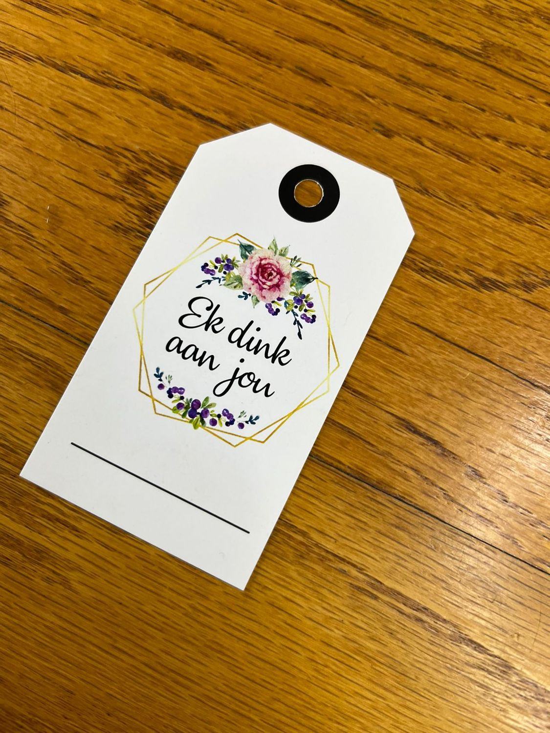Pink Floral Theme 2 Sympathy Tag in Afrikaans | Note Card in Afrikaans