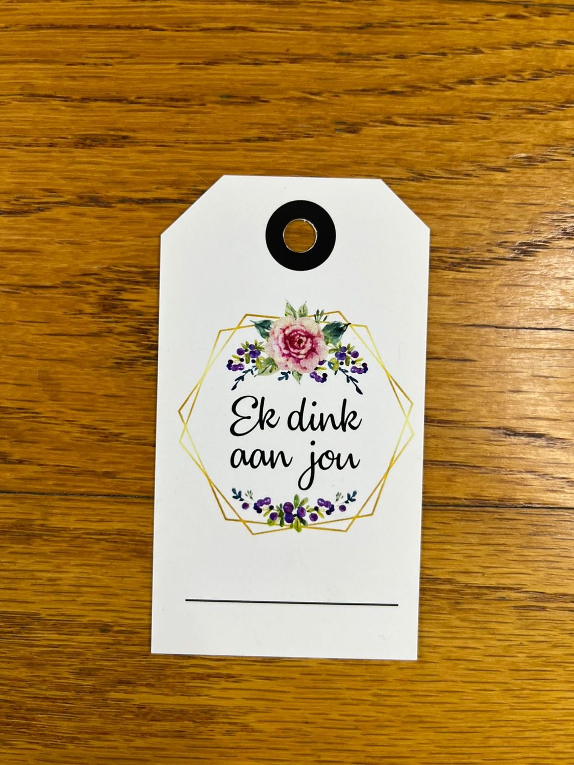 Pink Floral Theme 2 Sympathy Tag in Afrikaans | Note Card in Afrikaans
