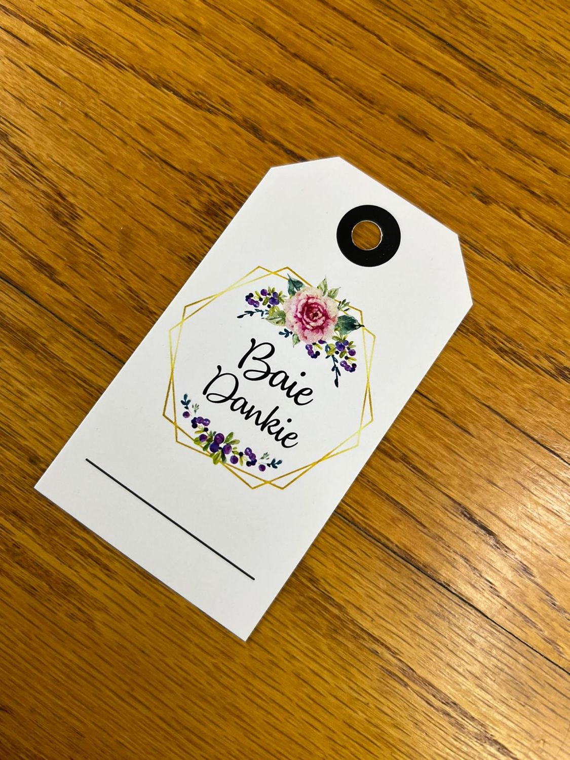 Pink Floral Theme 2 Thank you Tag in Afrikaans | Note Cards in Afrikaans