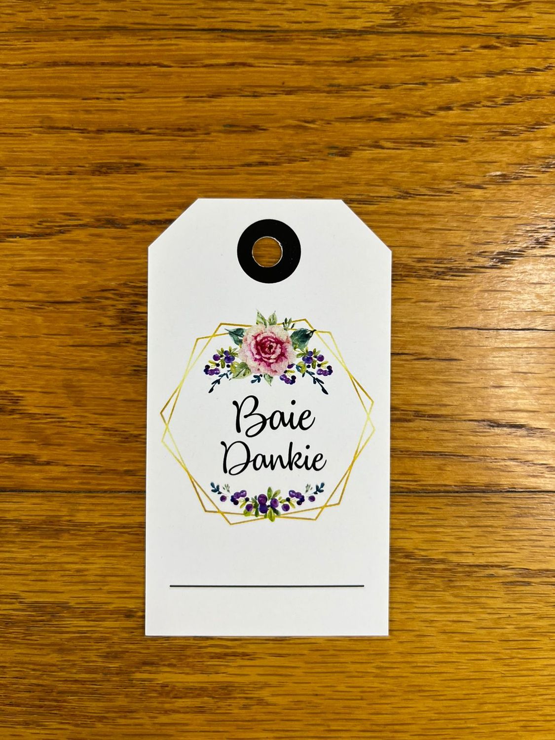 Pink Floral Theme 2 Thank you Tag in Afrikaans | Note Cards in Afrikaans