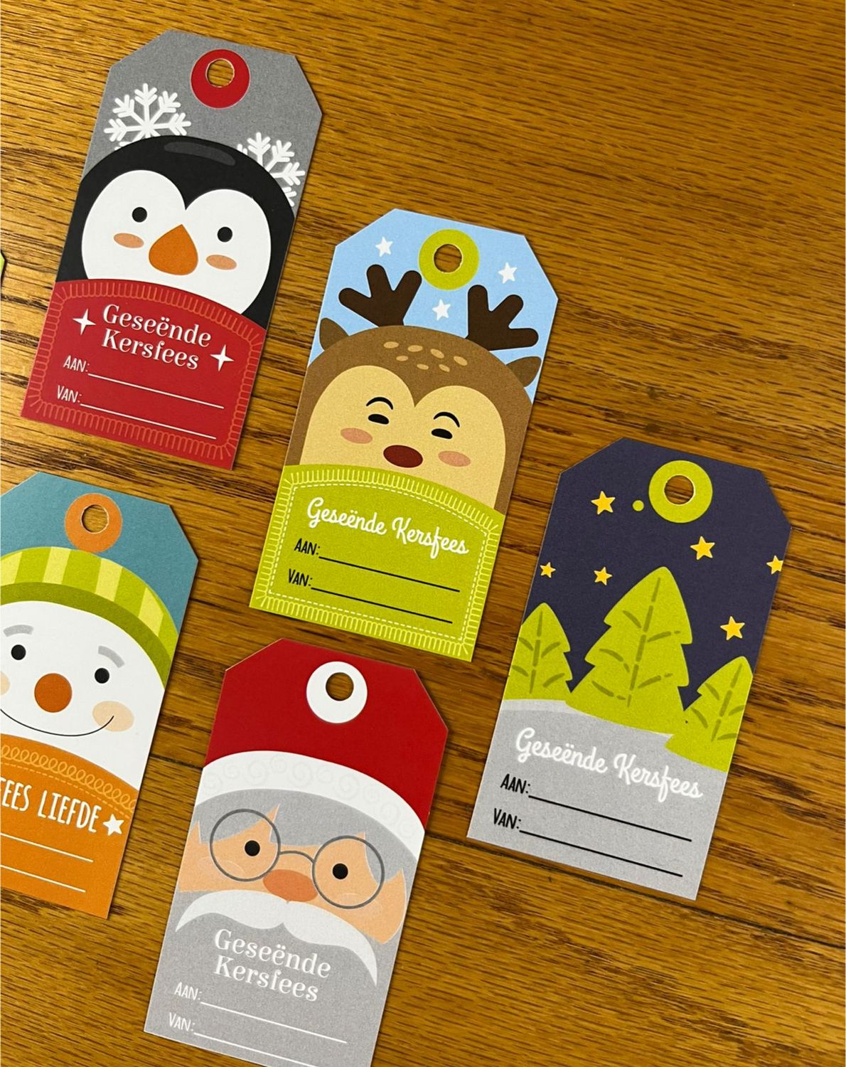 Christmas Theme 1 Christmas gift tags in Afrikaans