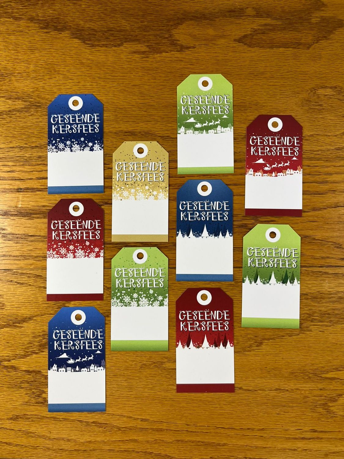 Christmas Theme 2 Christmas gift tags in Afrikaans